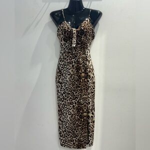 Elegant Leopard Print Strapless Dress